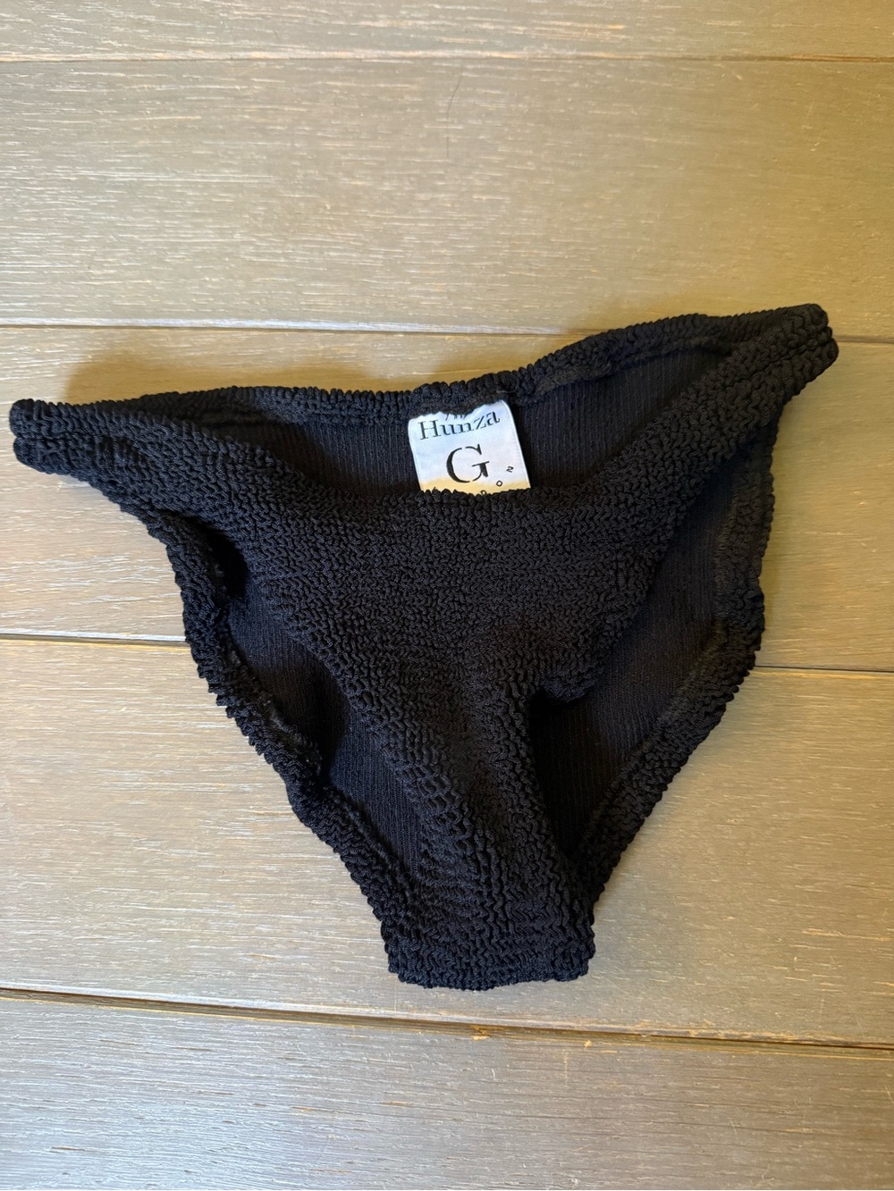 Hunza G Black Textured Bikini Bottom
